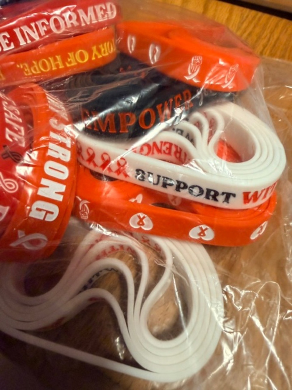 Red Ribbon support bracelets & pins bulk bundle